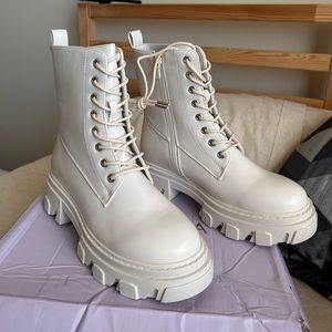 Off white combat boots